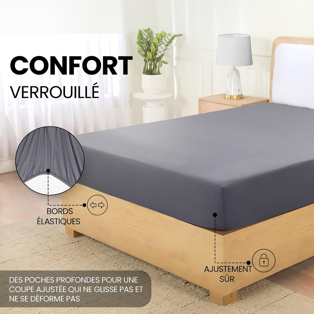 Utopia Bedding Drap Housse - Gris, 140 x 190/200 cm
