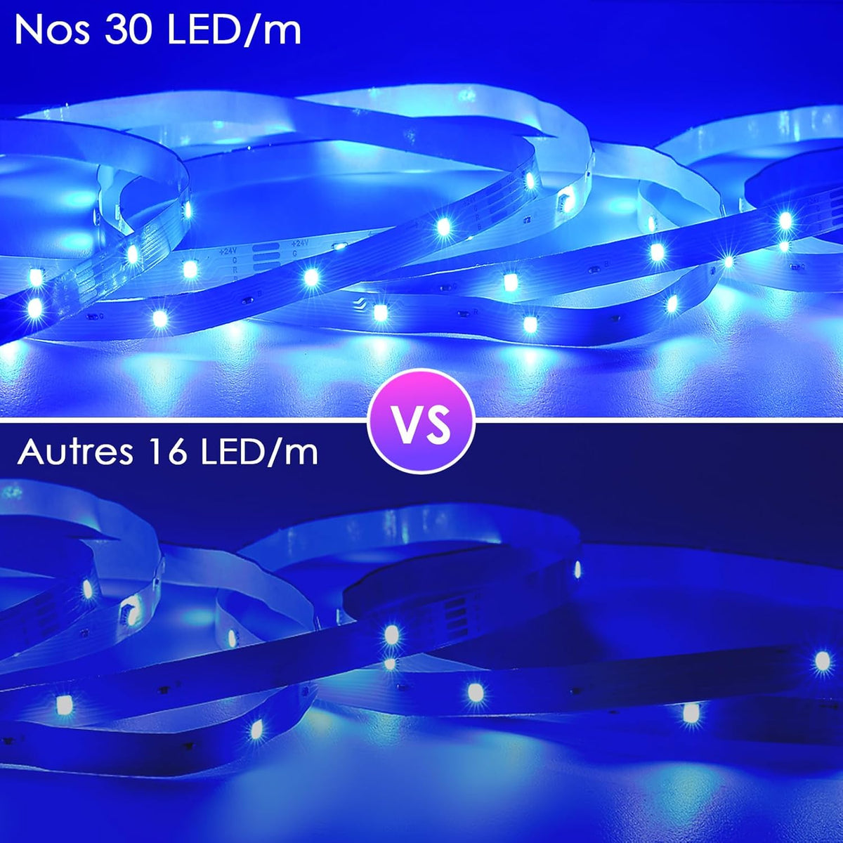 HOVVIDA Ruban LED 5m, LED Chambre, Bande LED, 150 LED, 30 LED/mètre, LED 5m