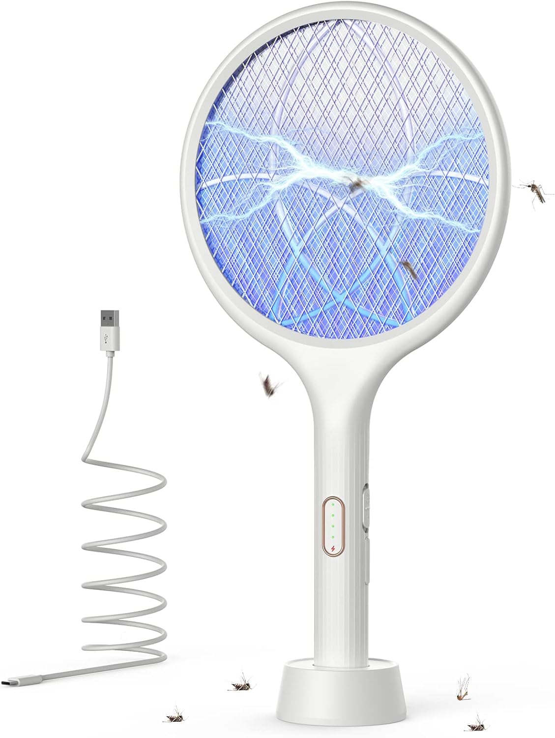 Raquette anti-insectes électrique YISSVIC 4000V 1500mAh avec base rechargeable