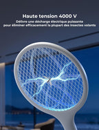 Raquette anti-insectes électrique YISSVIC 4000V 1500mAh avec base rechargeable