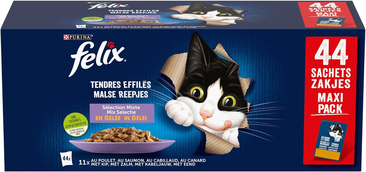 FELIX Tendres Effilés - nourriture humide pour chat adulte - Multipack 44 x 85g