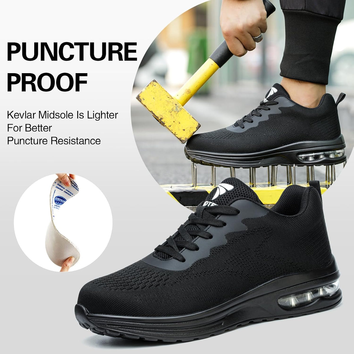 Chaussures de sécurité pour hommes et femmes, baskets de sécurité légères, chaussures de travail confortables et respirantes, chaussures de chantier antidérapantes