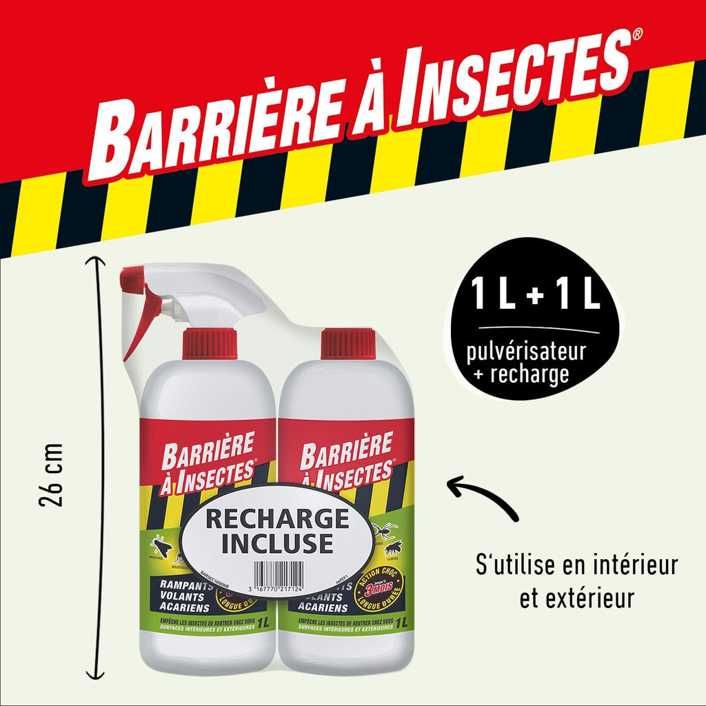 BARRIÈRE À INSECTES Insectes rampants, volants, acariens – Prêt à l'emploi 1 L + recharge de 1 L, sans objet