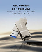 Lexar D40E Double Clé USB 3.2 Type-C, USB-A/C, 64 Go, Argent champagne
