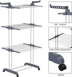 Séchoir à linge intérieur extérieur, 4 niveaux pliable, gris