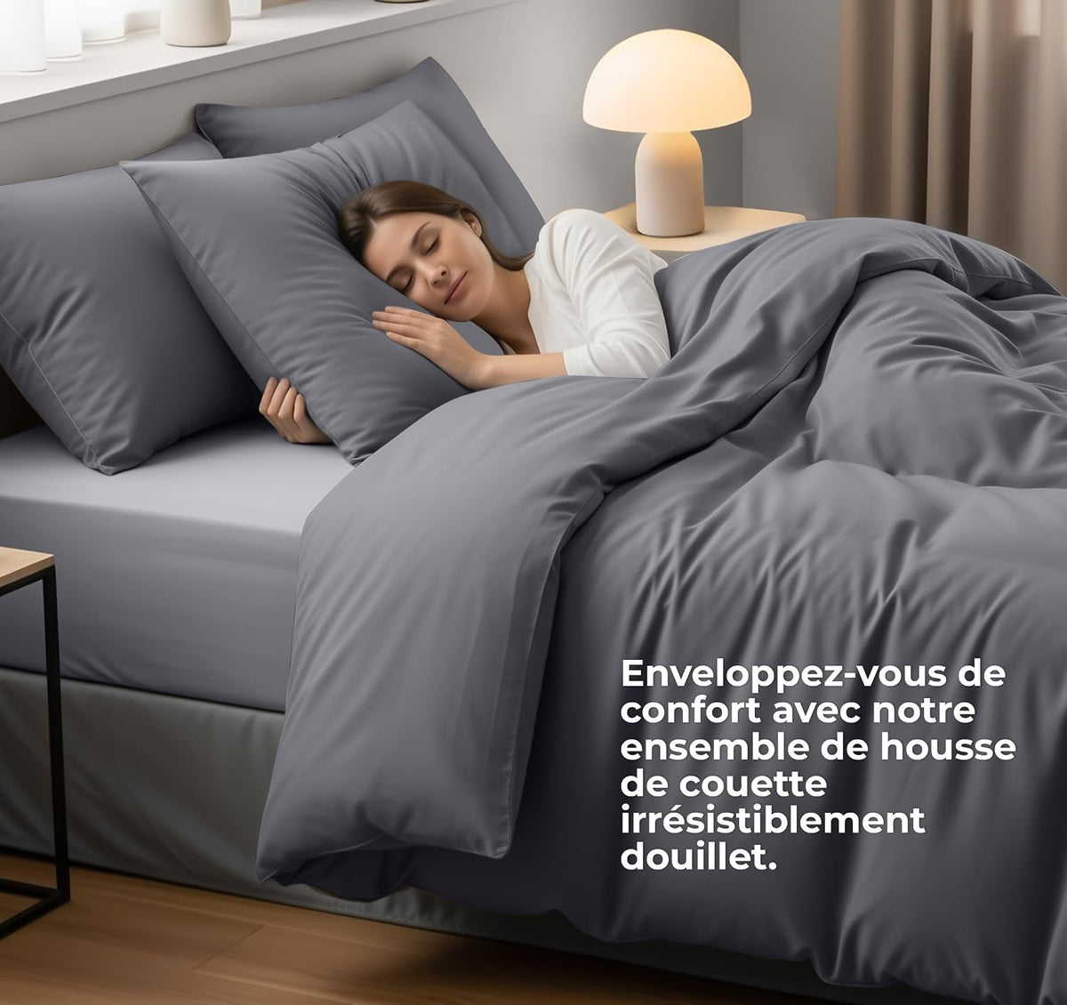Utopia Bedding Housse de Couette 220x240 cm avec 2 Taies d'oreiller 65x65 cm (Gris) - Parure de lit 220 x 240 cm - Ensembles de Housses de Couette en Microfibre brossée Douce