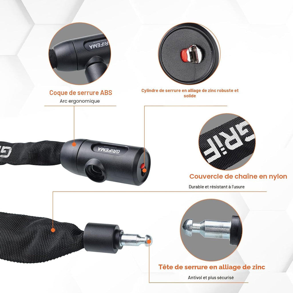 GRIFEMA GA1201-12 Antivol de vélo avec 3 clés, 120 cm