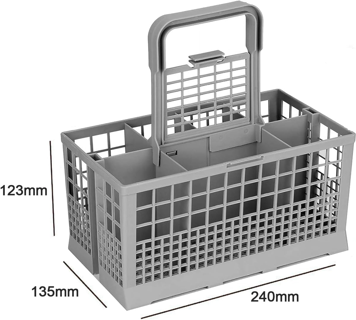 DL SERVICE Panier à couverts universel pour lave-vaisselle compatible avec différentes marques (Bosch/Siemens/Rex/Electrolux), poignée amovible, en plastique, 24P x 24l x 23,5H cm