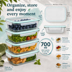 edihome, Boîte alimentaire hermétique en verre, 8, 14 ou 18 pièces, pour aliments hermétiques, résistant au lave-vaisselle, rangement cuisine, sans BPA, certifié FDA (4 récipients)