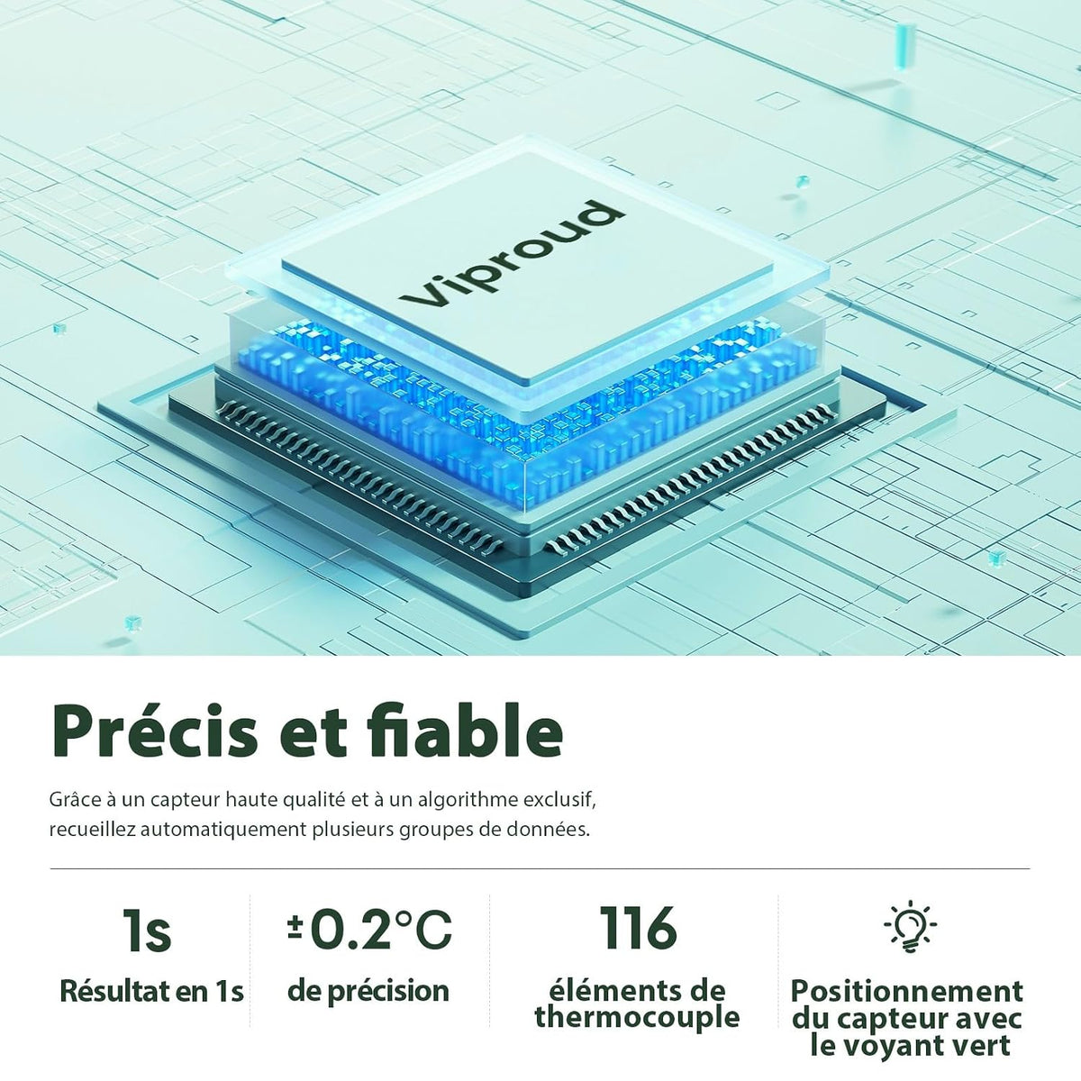 Thermomètre frontal sans contact, thermomètre bébé, thermomètre médical numérique infrarouge pour adultes, lecture précise avec écran LCD, mode muet, rappel de mémoire (blanc)