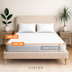 Vision Drap Housse - 100% Coton Lit Double (140x190cm) - Blanc | Coins Élastiqués | Tissage Serré : 57 Fils | Convient aux Matelas Jusqu’à 25cm | Confortable | Lavable en Machine | Certifié Oeko-Tex