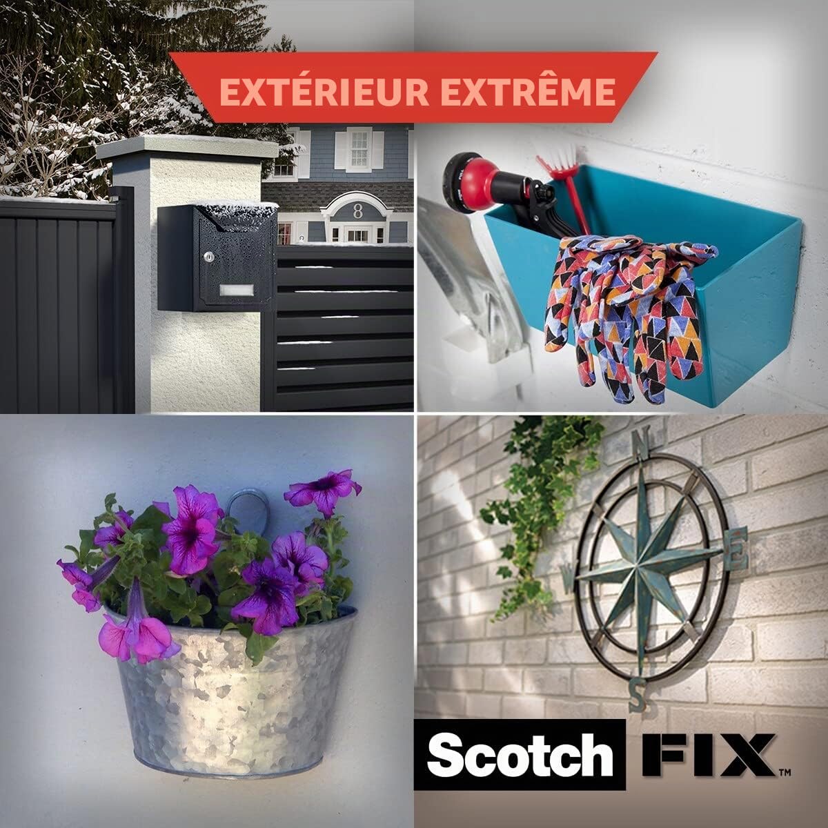 Ruban adhésif double face de fixation extrême pour extérieur Scotch-Fix, 19 mm x 1,5 m - Pour un usage extérieur extrême, avec la technologie avancée 3M, noir