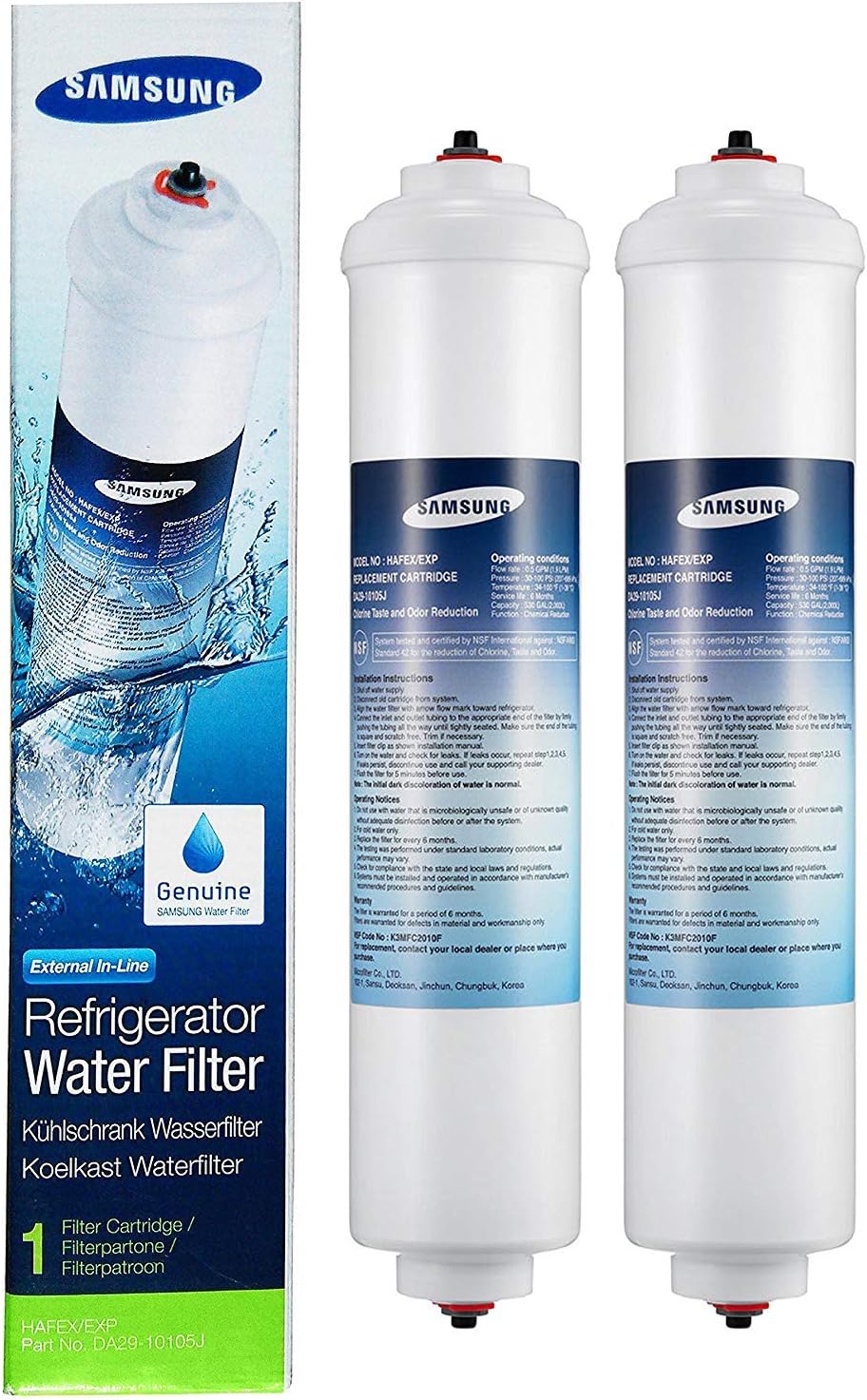 Filtres à eau externes pour réfrigérateur Samsung DA29-10105J, lot de 2