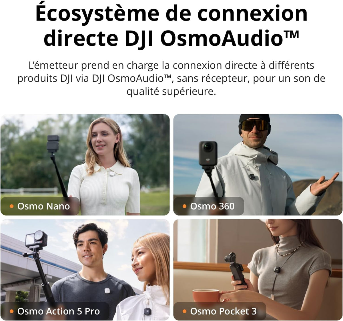 DJI Mic Mini (2 émetteurs + 1 récepteur + étui de recharge), ultraléger, audio de haute qualité