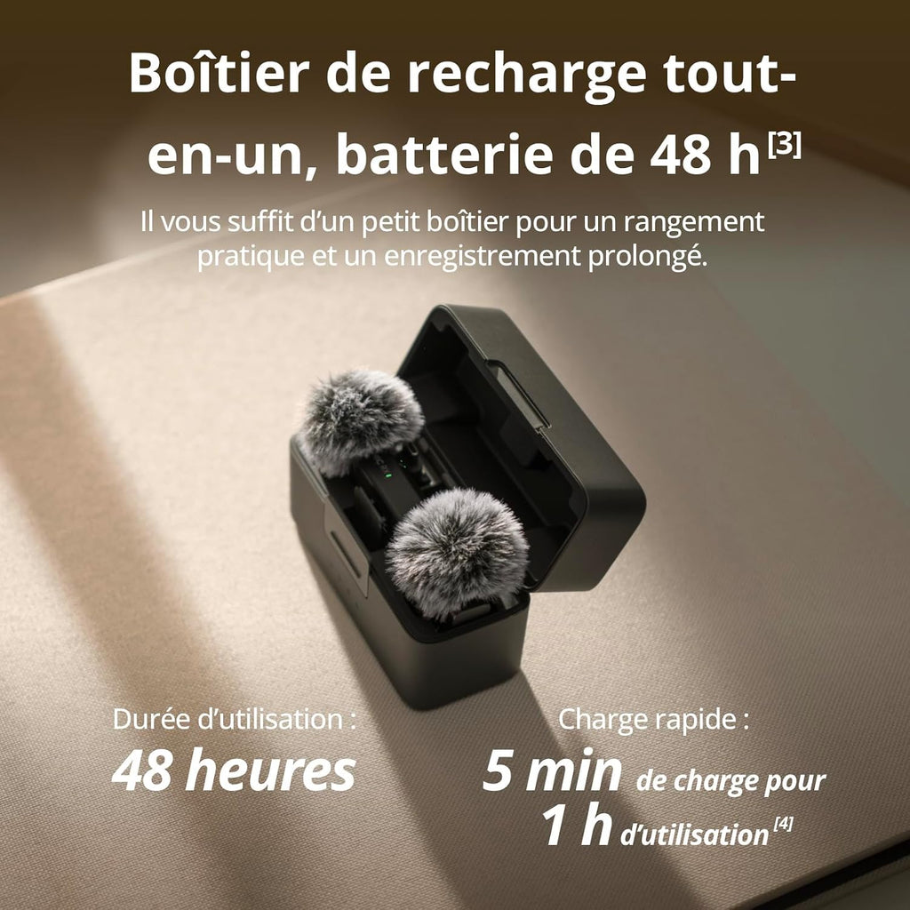 DJI Mic Mini (2 émetteurs + 1 récepteur + étui de recharge), ultraléger, audio de haute qualité