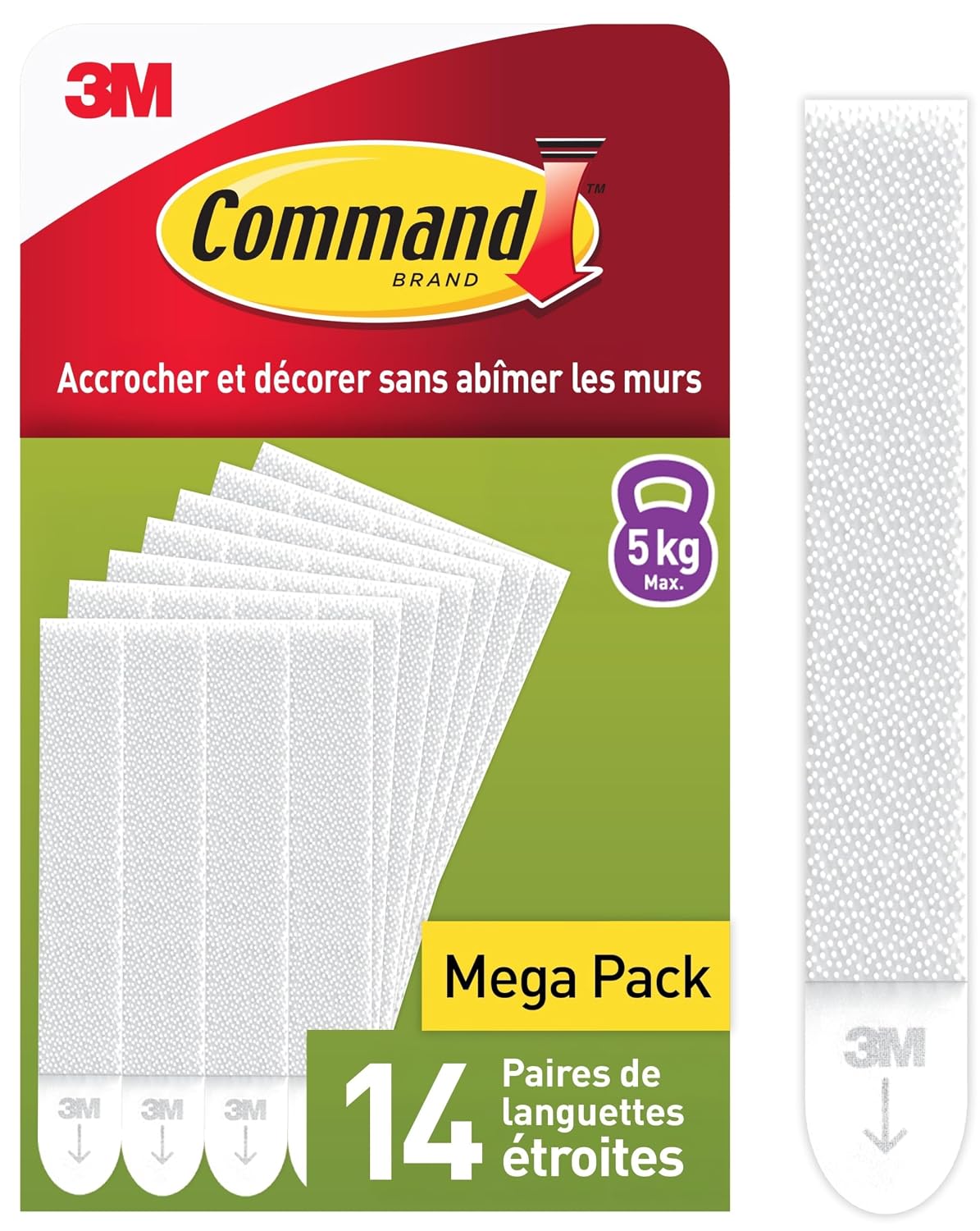 Command Languettes Accroche-Tableaux pour Cadres Fins, Blanc, 14 paires (28 languettes) - Fixation sans dommage