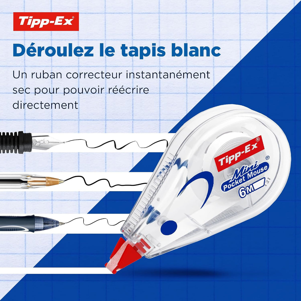 Tipp-Ex Mini Pocket Mouse | Ruban correcteur ultra-résistant | Application fluide et précise | Format compact et pratique | Lot de 10 - 6 m x 5 mm