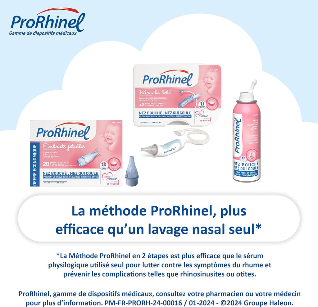 PRORHINEL Embouts jetables souples pour mouche-bébé manuel, lot de 4 x 20
