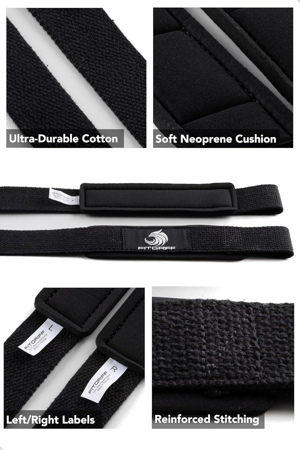 Fitgriff® Sangles de Tirage Musculation - Lifting Straps pour Fitness, Haltérophilie, Gym - Accessoires Salle de Sport