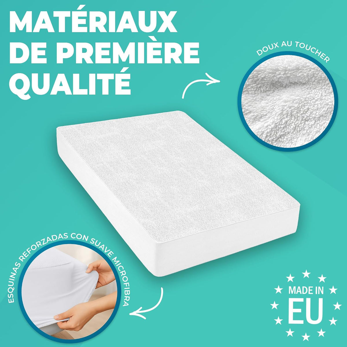 Protège-matelas 60 x120 cm, alèse imperméable, drap-housse en coton et microfibre, protection de lit pour bébé, alèse pour incontinence, anti-acariens, couvre-matelas anti-pipi, lavable en machine
