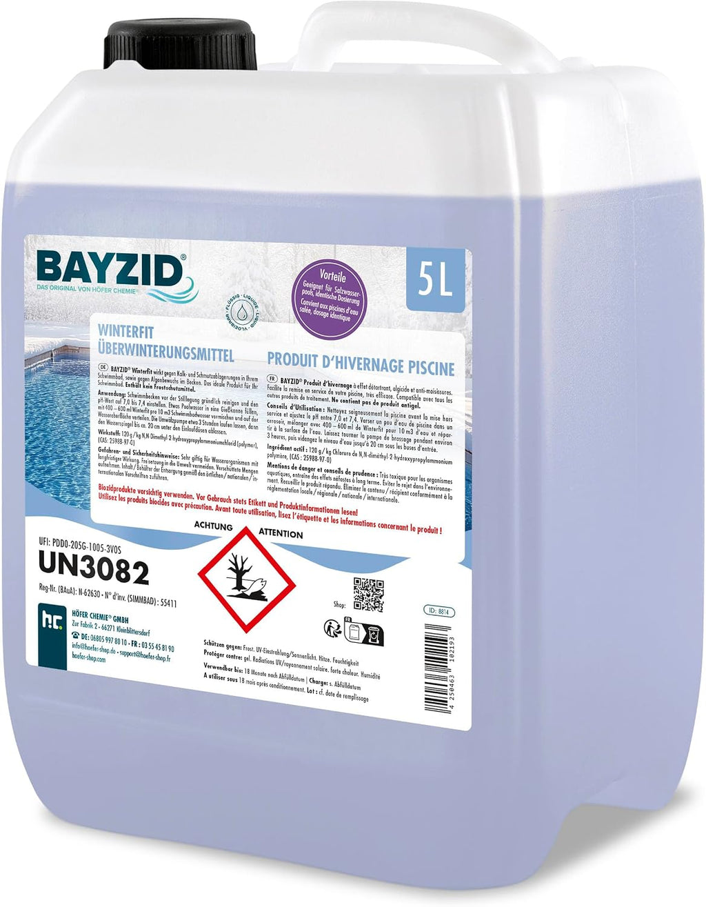 Bayzid Produit d'hivernage pour piscine (1 x 5 L) - Anti-algues puissant