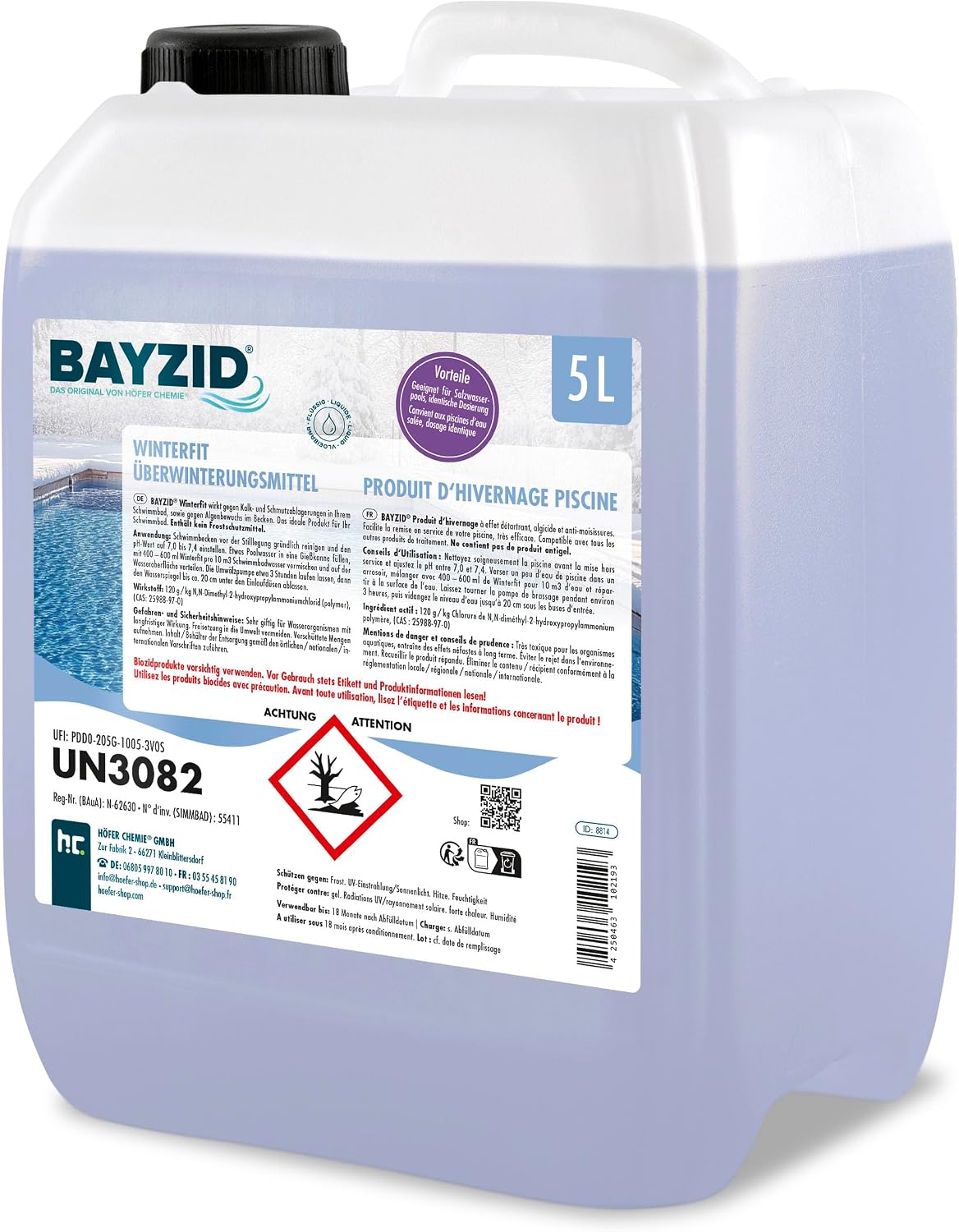 Bayzid Produit d'hivernage pour piscine (1 x 5 L) - Anti-algues puissant