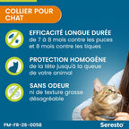 Collier pour chats Seresto – Protection continue contre les puces et les tiques – Collier Seresto pour chat avec protection longue durée de 7 à 8 mois – Gris