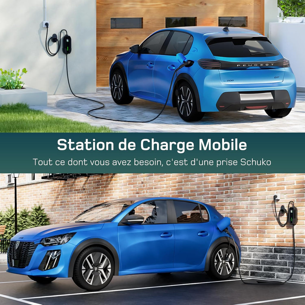 Chargeur de voiture électrique Type 2 3,7 kW 6 m avec écran LCD