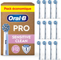 Oral-B Brossettes de rechange Sensitive Clean, lot de 12, Blanches