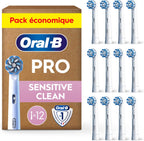Oral-B Brossettes de rechange Sensitive Clean, lot de 12, Blanches