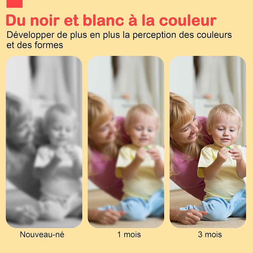 URMYWO Livre Noir et Blanc pour Bébé, Jouet d'Éveil pour Bébé 0-12 Mois, Tummy Time pour Bébé