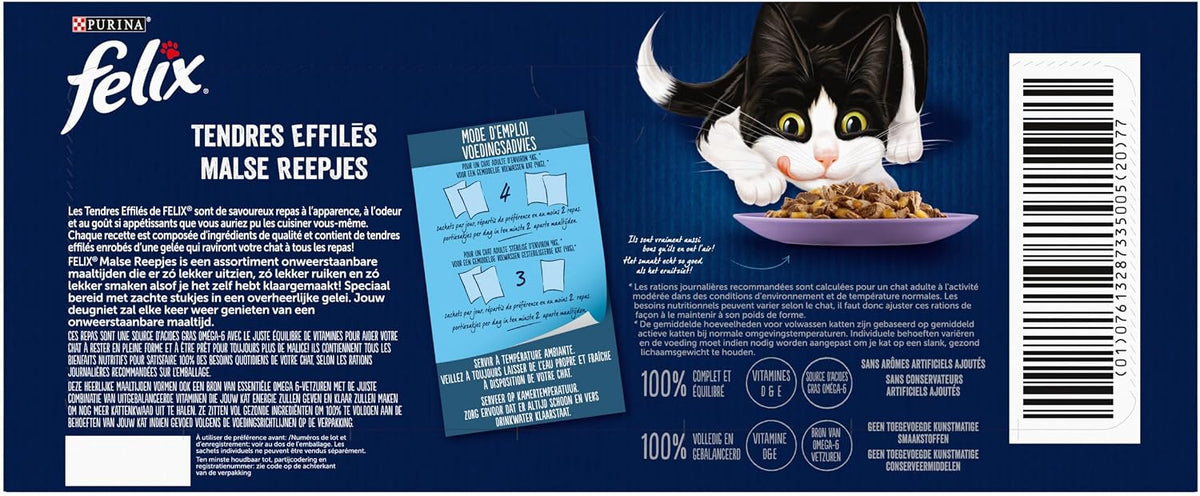 FELIX Tendres Effilés - nourriture humide pour chat adulte - Multipack 44 x 85g