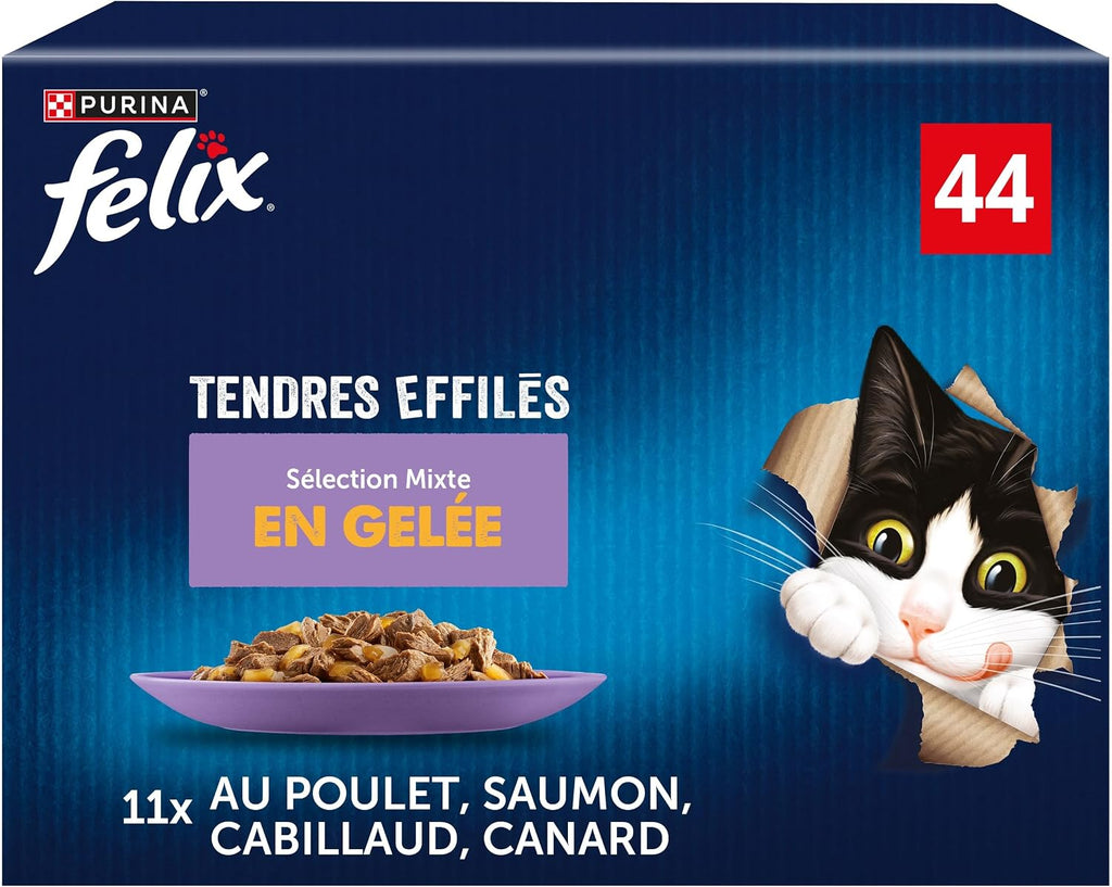 FELIX Tendres Effilés - nourriture humide pour chat adulte - Multipack 44 x 85g