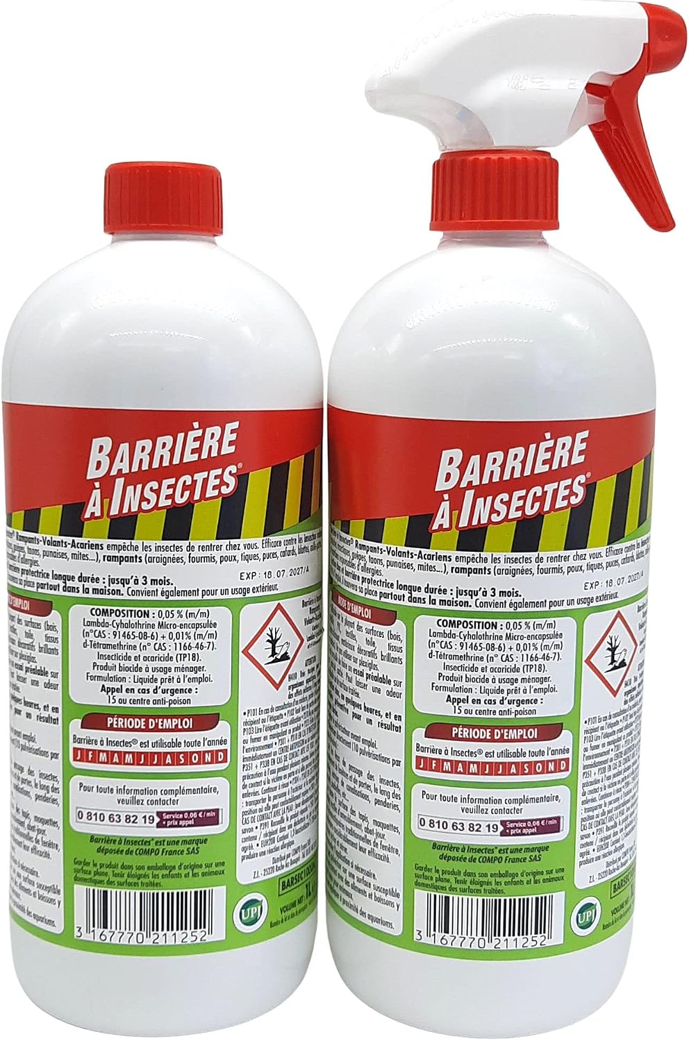 BARRIÈRE À INSECTES Insectes rampants, volants, acariens – Prêt à l'emploi 1 L + recharge de 1 L, sans objet