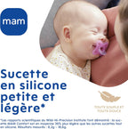 MAM Sucette Comfort, Naissance 0-2 mois, Bleu/Beige, Lot de 2 sucettes