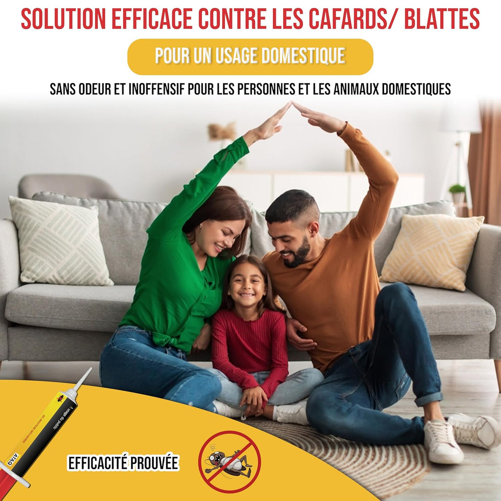 ATAQ - Gel Appât 10g Anti-Cafards Puissant Professionnel - Blattes - Insecticide - Éradicateur Efficace - Élimine Rapidement les Cafards – Formule professionnelle - résultat rapide