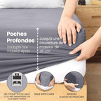 Utopia Bedding Drap Housse - Gris, 140 x 190/200 cm
