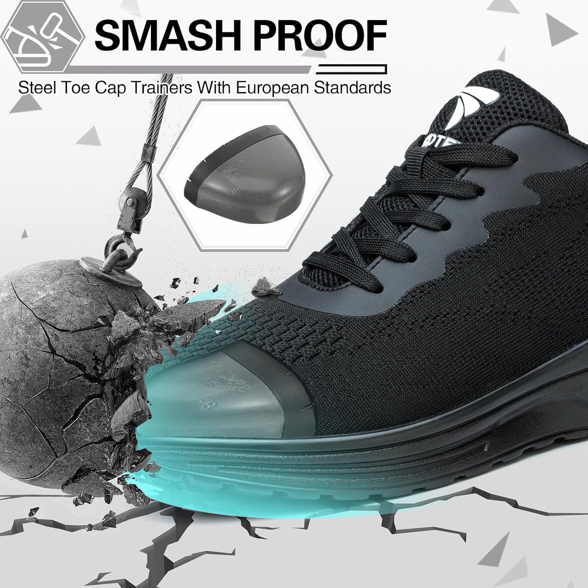 Chaussures de sécurité pour hommes et femmes, baskets de sécurité légères, chaussures de travail confortables et respirantes, chaussures de chantier antidérapantes