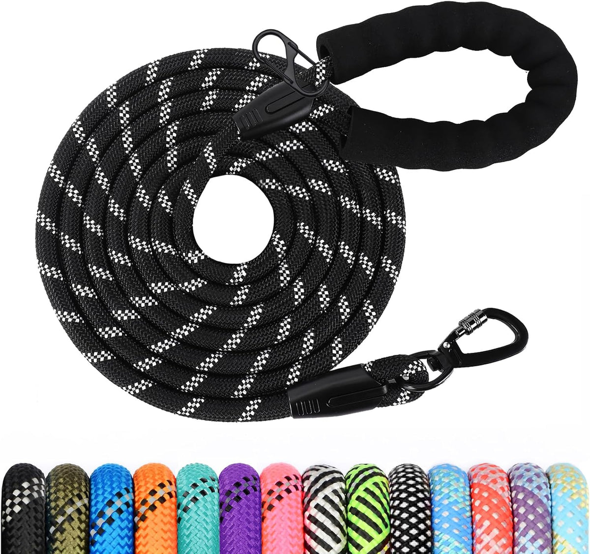 Longe pour Chien, 1,2 M / 1,5 M / 2 M / 3 M / 5 M / 10 M / 15 M / 20 M / 30 M, Laisse de Dressage pour Chien, Longue Laisse avec Poignée Rembourrée pour Petits, Moyens et Grands Chiens