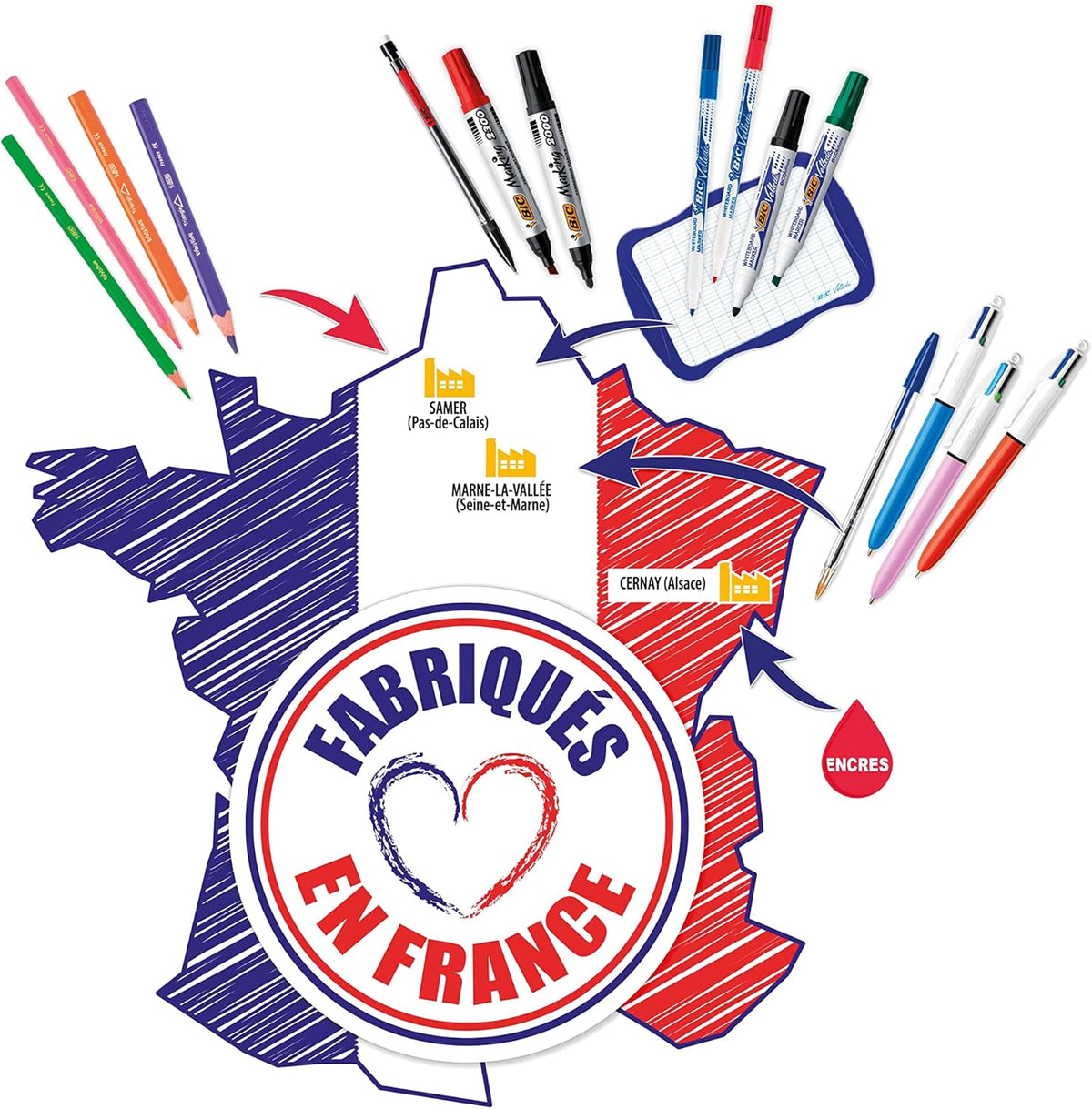 BIC Velleda 1721 Feutres effaçables à sec à pointe fine pour tableau blanc – Couleurs assorties, étui carton de 8