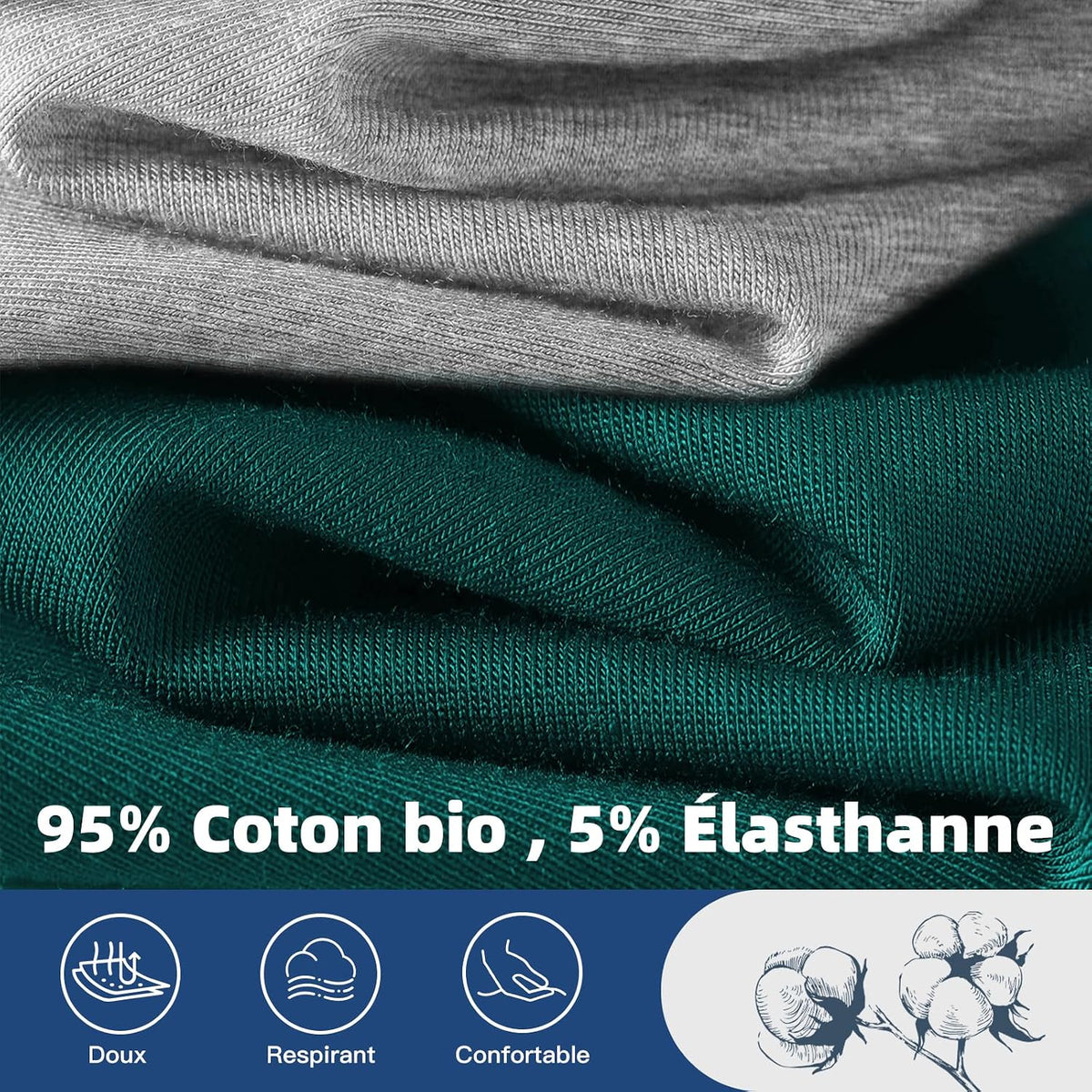 Fullluwaa Lot de 10 boxers en coton pour homme, ceinture élastique douce