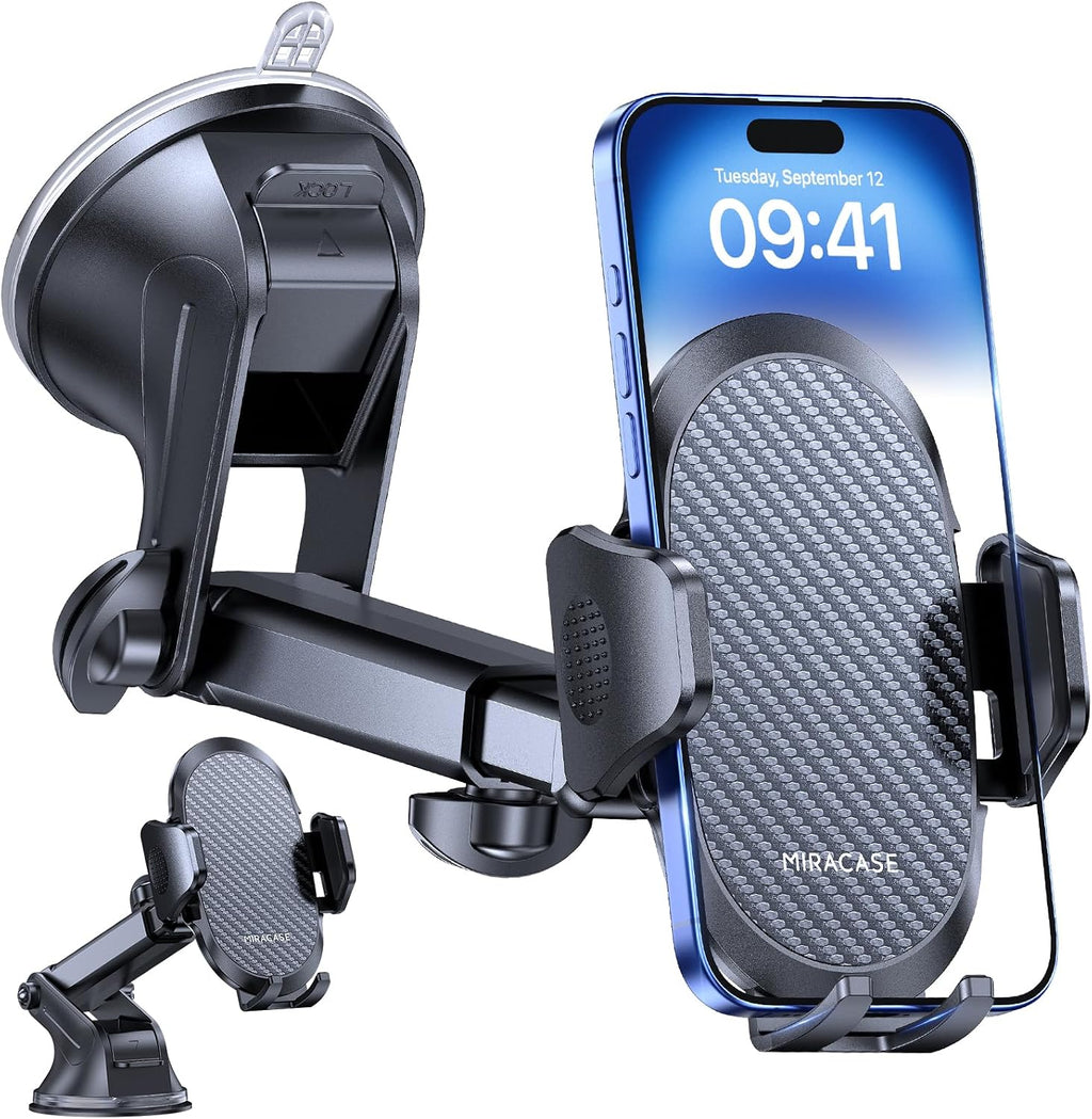Support téléphone voiture Miracase [Ventouse puissante] porte-téléphone pour tableau de bord, rotation 360°, ventouse portable pour iPhone, compatible avec smartphones de 4 à 7,2 pouces