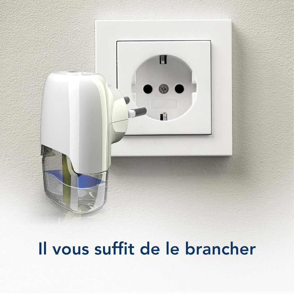 Diffuseur Électrique Liquide Raid - Répulsif Moustiques - 3 Diffuseurs + 3 Recharges, 2 en 1 - 45 Nuits