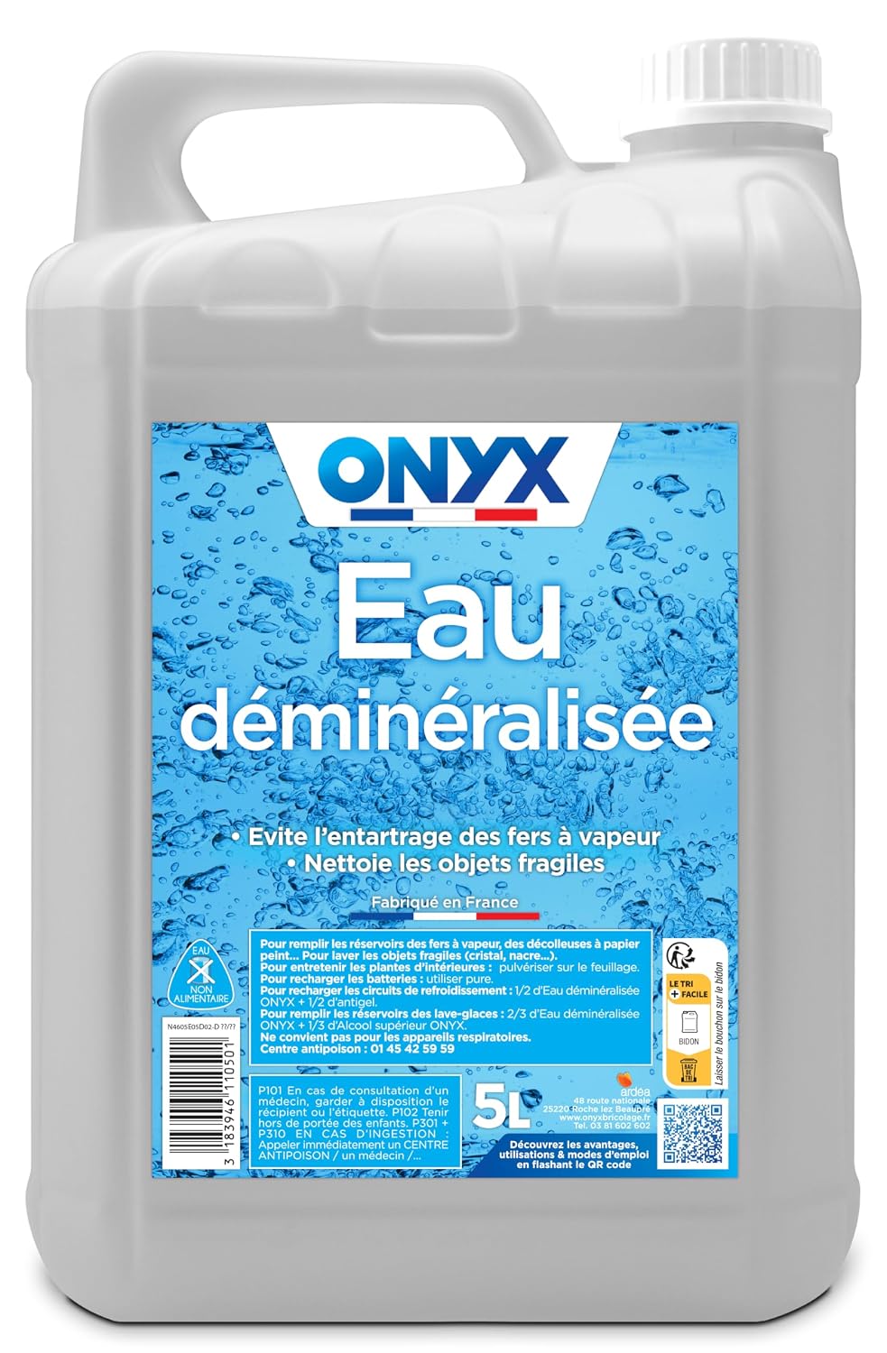 Onyx - Eau déminéralisée - Sans parfum - Évite l'entartrage - 1L