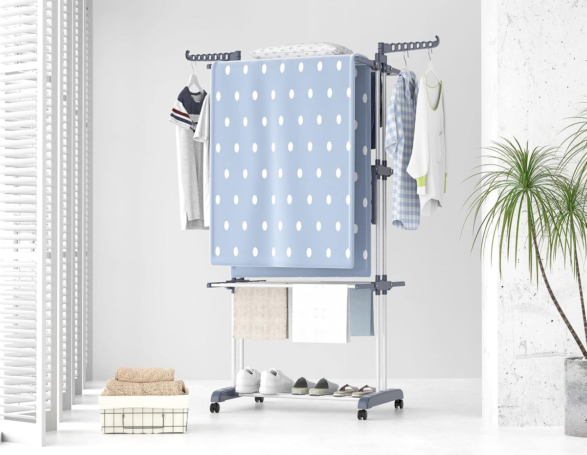 Séchoir à linge intérieur extérieur, 4 niveaux pliable, gris
