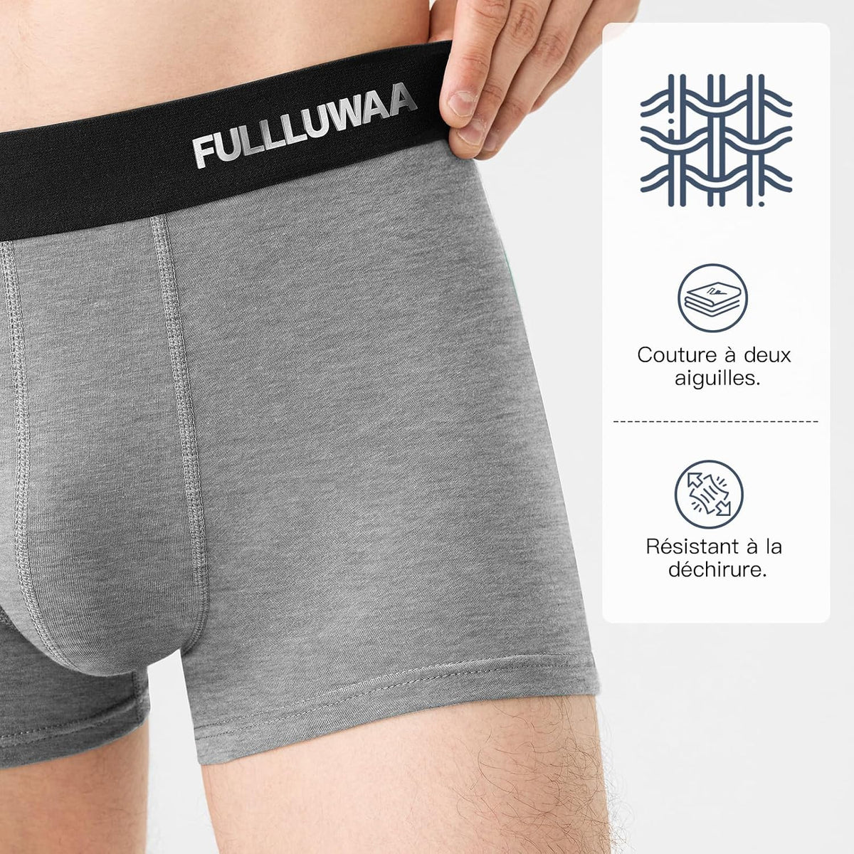 Fullluwaa Lot de 10 boxers en coton pour homme, ceinture élastique douce