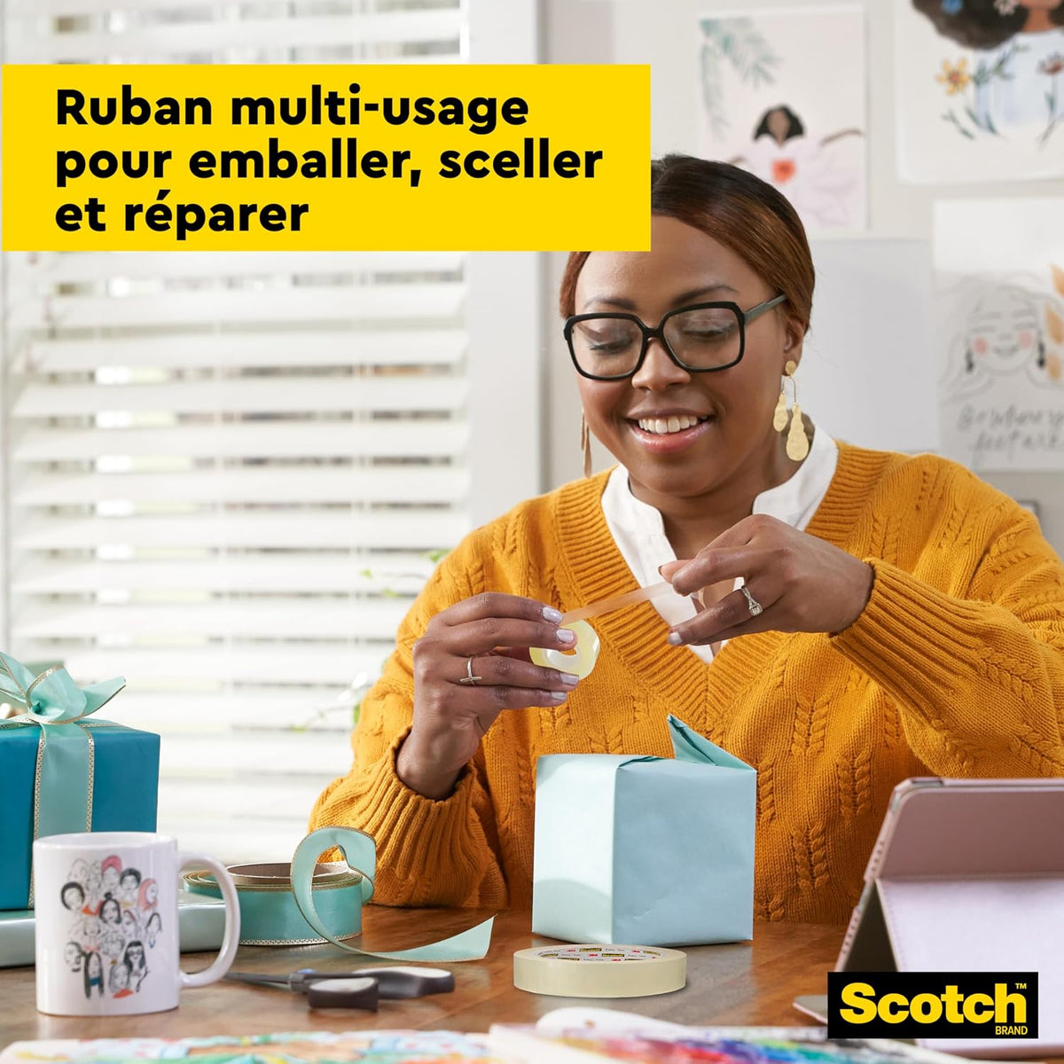 Ruban adhésif transparent Scotch, 8 rouleaux, 19 mm x 33 m - Ruban adhésif transparent à usage général pour l'école, la maison et le bureau (l'emballage peut varier)