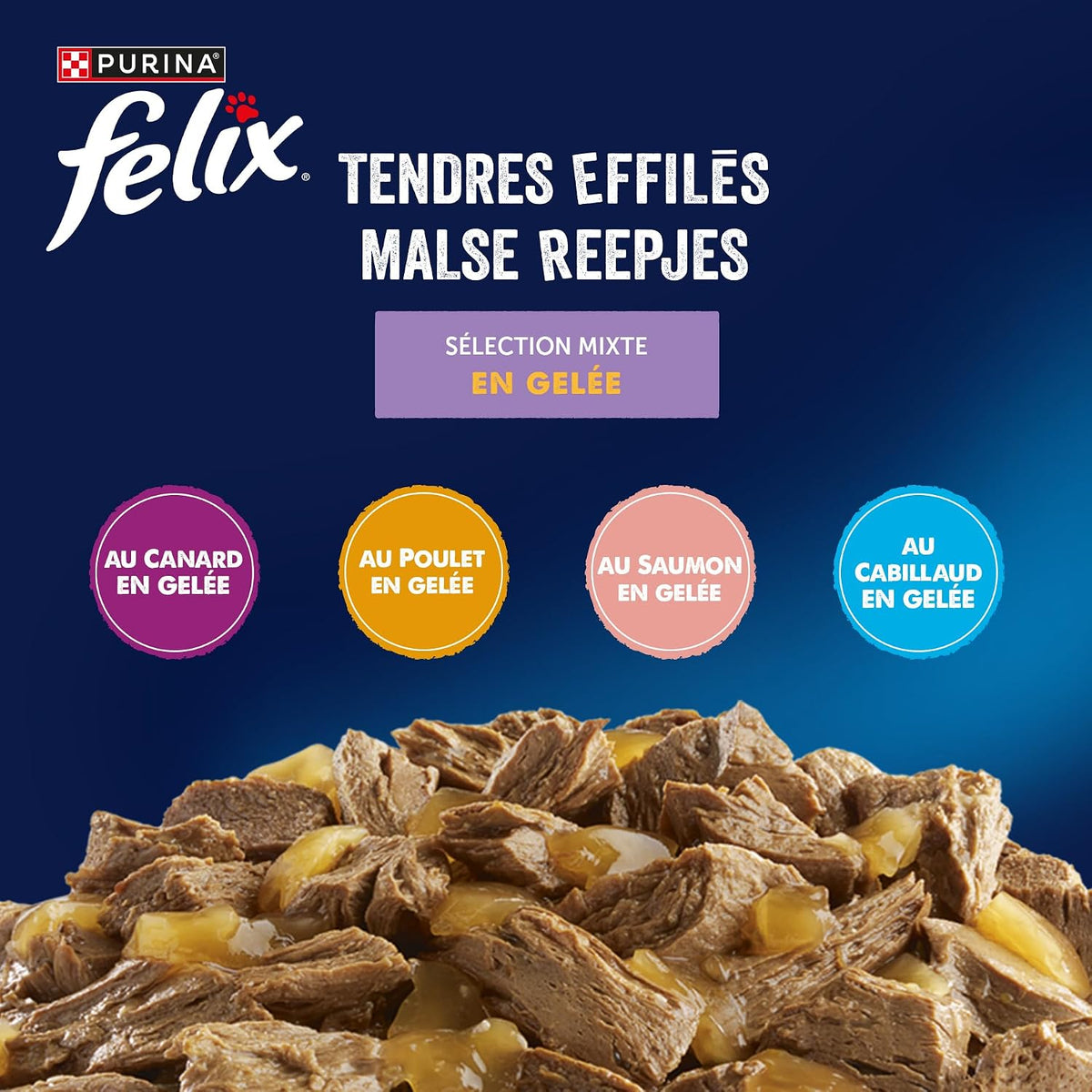 FELIX Tendres Effilés - nourriture humide pour chat adulte - Multipack 44 x 85g