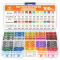 JOREST Lot de 100 fusibles de voiture - 56 mini-fusibles auto + 44 fusibles automobiles standards + 1 extracteur, fusibles pour voiture/camping-car/camion/moto (2A 3A 5A 7,5A 10A 15A 20A 25A 30A 35A 40A)
