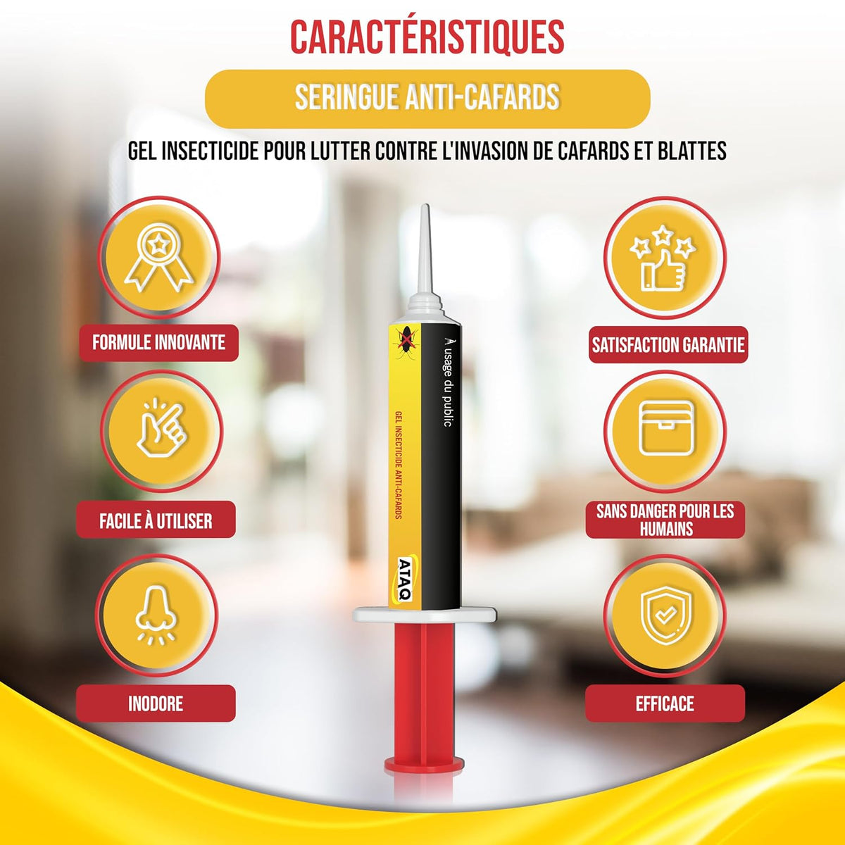 ATAQ - Gel Appât 10g Anti-Cafards Puissant Professionnel - Blattes - Insecticide - Éradicateur Efficace - Élimine Rapidement les Cafards – Formule professionnelle - résultat rapide